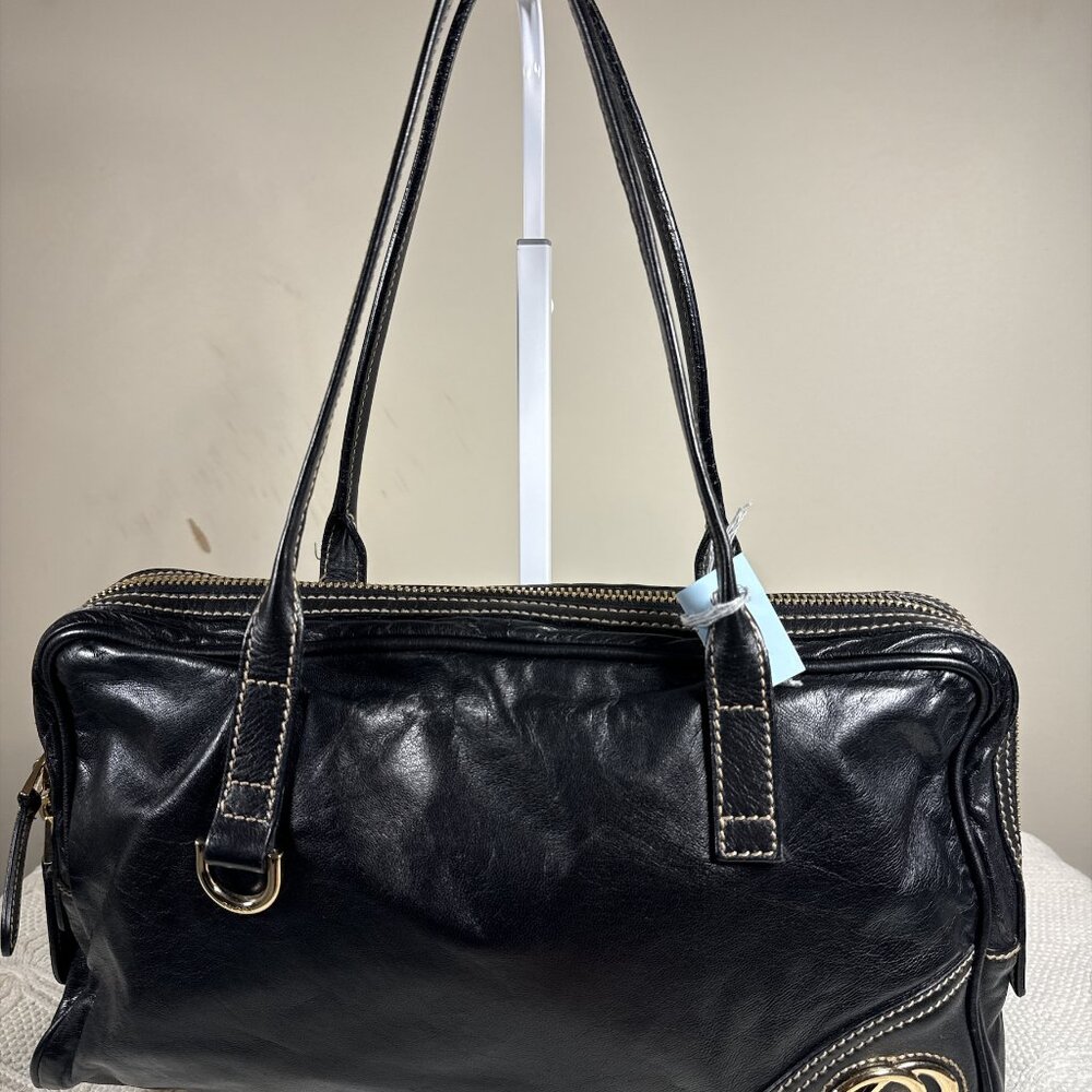 Gucci Vintage “Joy Boston Bag” – Black Leather – Gold Hardware